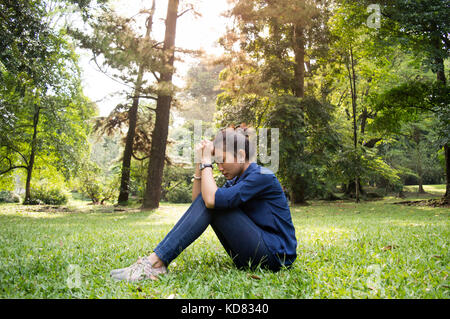 La femme triste Banque D'Images