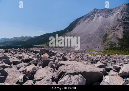 1903 Frank slide lieu historique provincial, municipalité de Crowsnest Pass, Alberta, Canada Banque D'Images