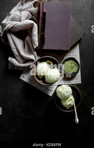 La crème glacée Matcha Banque D'Images