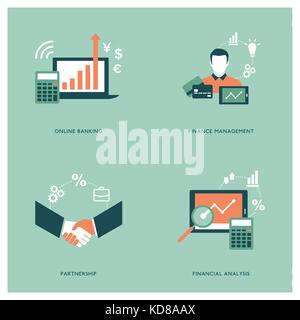 Affaires, finances, accords et notions comptables avec des icônes Illustration de Vecteur