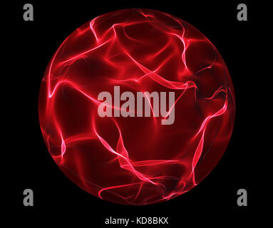 Boule d'énergie rougeoyante rouge sur fond noir Banque D'Images