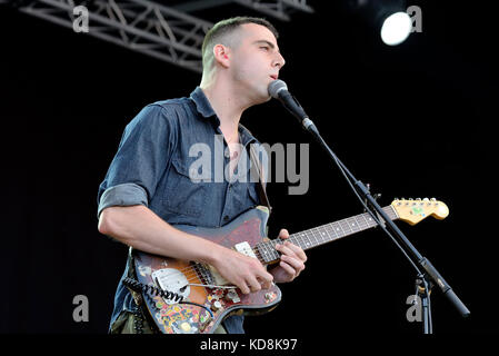 Barcelone - 1 juin : cymbals eat guitars (rock music band) produisent en concert au Primavera Sound Festival 2017 le 1 juin 2017 à Barcelone, Espagne. Banque D'Images