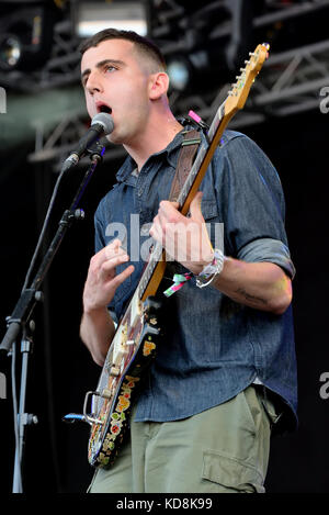 Barcelone - 1 juin : cymbals eat guitars (rock music band) produisent en concert au Primavera Sound Festival 2017 le 1 juin 2017 à Barcelone, Espagne. Banque D'Images