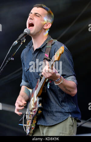 Barcelone - 1 juin : cymbals eat guitars (rock music band) produisent en concert au Primavera Sound Festival 2017 le 1 juin 2017 à Barcelone, Espagne. Banque D'Images