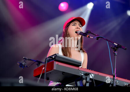 Barcelone - juin 3 : Weyes Blood (band) produisent en concert au Primavera Sound Festival 2017 le 3 juin 2017 à Barcelone, Espagne. Banque D'Images