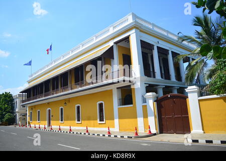 Consulat général de France à Pondichéry est un bâtiment du consulat français de Pondichéry/ Pondichéry dans le Tamil Nadu, Inde. Banque D'Images