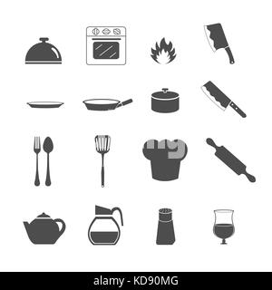 Ustensile de cuisine icons set vector Banque D'Images