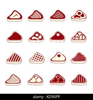 La viande steak vector icons set Banque D'Images