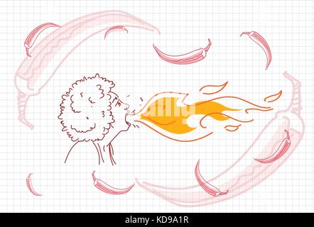 La respiration de sexe féminin, l'incendie du croquis piment Illustration de Vecteur