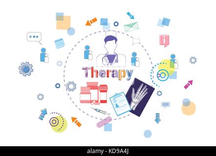 Soins de thérapie médicale, médecine aide bannière concept de traitement Illustration de Vecteur
