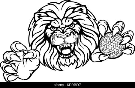 Lion Golf ball Sports Mascot Illustration de Vecteur