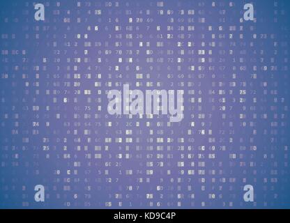 Le code hexadécimal vecteur rétro arrière violet pâle. big data et le piratage informatique, programmation et le chiffrement, déchiffrement profonde streaming ordinateur source d'octets Illustration de Vecteur