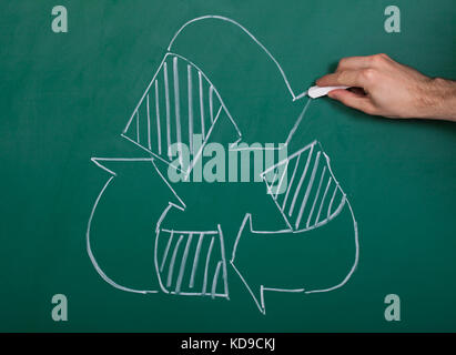 Réutilisez le symbole dessiné à la craie blanche sur le tableau Banque D'Images