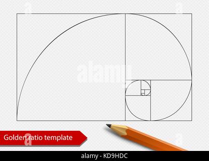 Nombre d'or line graph template vector illustration. forme spirale de Fibonacci proportion symbole. isolé sur fond transparent. Illustration de Vecteur