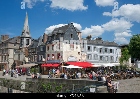 Restaurants Vieux port Honfleur Calvados Normandie France Banque D'Images