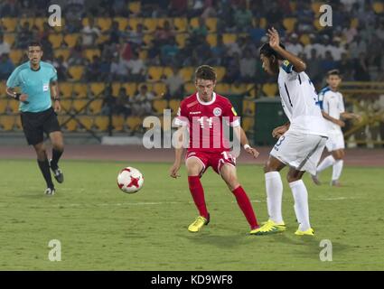 Guwahati, Assam, Inde. 11 octobre 2017. Moments du match de la Coupe du monde U-17 de la FIFA du Groupe E entre le Honduras et la Nouvelle-Calédonie. Dans un match du Groupe E de la Coupe du monde U-17 de la FIFA, le Honduras a battu la Nouvelle-Calédonie par 5-0 à l'Indira Gandhi Athletic Stadium, Guwahati, en Inde. Il HondurasÃ¢â‚¬â„¢ agit de la plus grande victoire de la Coupe du monde U-17 depuis leurs débuts en 2007. Crédit : Vikramjit Kakati/ZUMA Wire/Alamy Live News Banque D'Images