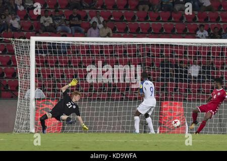 Guwahati, Assam, Inde. 11 octobre 2017. Moments du match de la Coupe du monde U-17 de la FIFA du Groupe E entre le Honduras et la Nouvelle-Calédonie. Dans un match du Groupe E de la Coupe du monde U-17 de la FIFA, le Honduras a battu la Nouvelle-Calédonie par 5-0 à l'Indira Gandhi Athletic Stadium, Guwahati, en Inde. Il HondurasÃ¢â‚¬â„¢ agit de la plus grande victoire de la Coupe du monde U-17 depuis leurs débuts en 2007. Crédit : Vikramjit Kakati/ZUMA Wire/Alamy Live News Banque D'Images