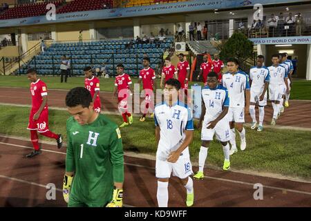 Guwahati, Assam, Inde. 11 octobre 2017. Moments du match de la Coupe du monde U-17 de la FIFA du Groupe E entre le Honduras et la Nouvelle-Calédonie. Dans un match du Groupe E de la Coupe du monde U-17 de la FIFA, le Honduras a battu la Nouvelle-Calédonie par 5-0 à l'Indira Gandhi Athletic Stadium, Guwahati, en Inde. Il HondurasÃ¢â‚¬â„¢ agit de la plus grande victoire de la Coupe du monde U-17 depuis leurs débuts en 2007. Crédit : Vikramjit Kakati/ZUMA Wire/Alamy Live News Banque D'Images