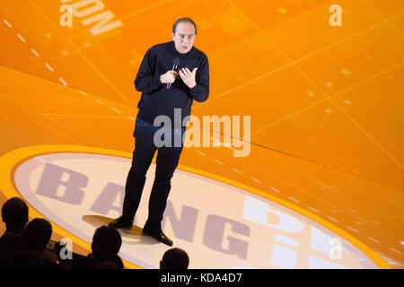 Paris, France. Oct 12, 2017. Xavier Niel, l'industrie de télécommunications français mogul, ouvre la BPI 2017 Innovation Summit en arène AccorHotels (Paris). Credit : Paul-Marie Guyon/Alamy Live News Banque D'Images