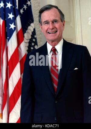 Portrait officiel du président américain George H. W. Bush à la Maison Blanche 1989 à Washington. Banque D'Images