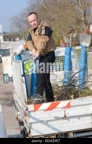 Un camion de nettoyage dustman bin Banque D'Images