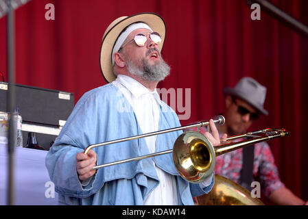 Barcelone - jun 16 : fat freddy's drop (band) effectuer dans un concert au festival sonar le 16 juin 2017 à Barcelone, Espagne. Banque D'Images