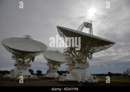 Plats radiotélescope à Narrabri en Nouvelle Galles du Sud, Australie. L'Australian telescope array compact Banque D'Images