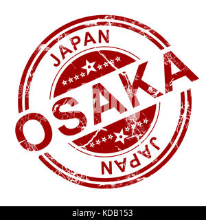 Osaka rouge stamp avec fond blanc, 3D Rendering Banque D'Images