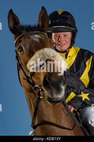 Jess Jockey Westwood avec elle onkerty Tunkerty "cheval". Banque D'Images