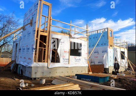 Deux nouvelles maisons en construction à London, Ontario au Canada. Banque D'Images