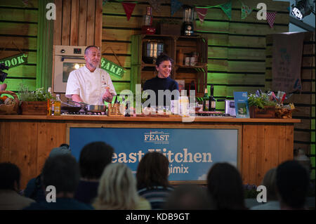 Michel roux JR démo cuisine BBC Good Food show 2017 tour de londres Banque D'Images