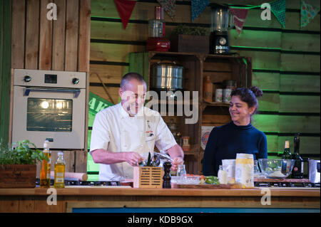 Michel roux JR démo cuisine BBC Good Food show 2017 tour de londres Banque D'Images