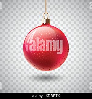 Boule de Noël rouge isolé sur fond transparent. vector illustration. Illustration de Vecteur