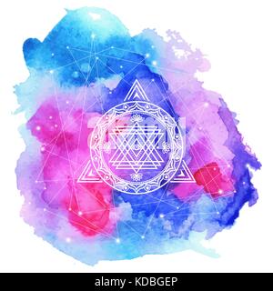Symbole sacré sur fond d'aquarelle. Élément du vecteur . Illustration de Vecteur