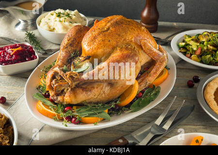 Gamme de produits biologiques de dinde de Thanksgiving avec côtés Banque D'Images