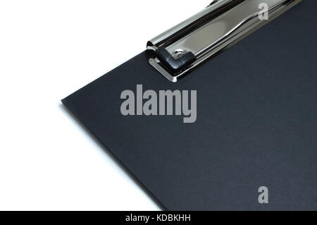 Presse-papiers noir isolé sur fond blanc Banque D'Images