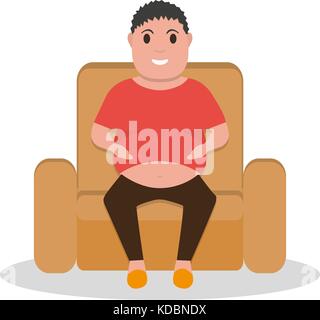 Vector cartoon gros homme assis dans un fauteuil Illustration de Vecteur