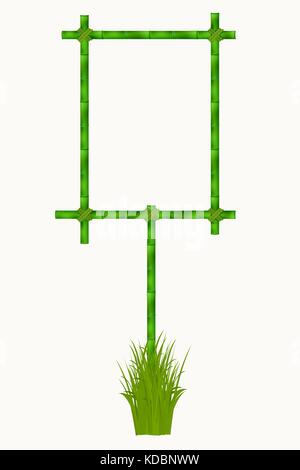 Cadre en bois de vieux morceaux de bambou. vector illustration Illustration de Vecteur