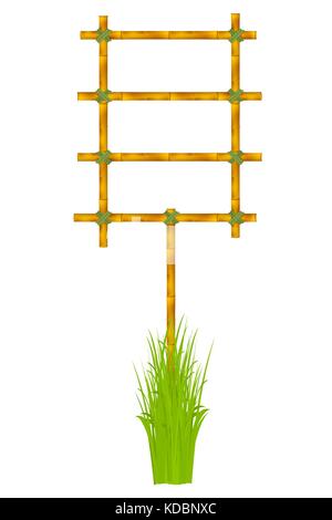Cadre en bois de vieux morceaux de bambou. vector illustration Illustration de Vecteur