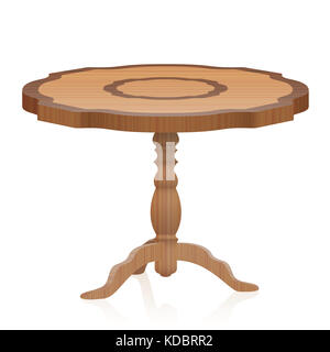 Table de nuit - meubles mobilier vintage avec une texture en bois tourné - trépied 3d illustration isolé sur fond blanc. Banque D'Images