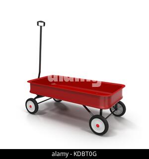 Childs chariot rouge sur fond blanc Banque D'Images