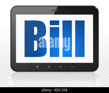 Service de concept : tablette PC ordinateur avec le projet de loi sur l'affichage Banque D'Images