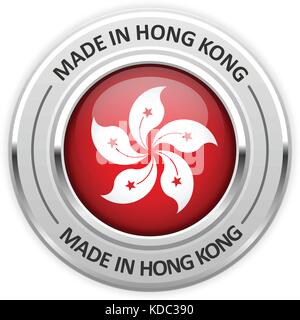 Médaille d'argent réalisés à Hong Kong avec drapeau Illustration de Vecteur