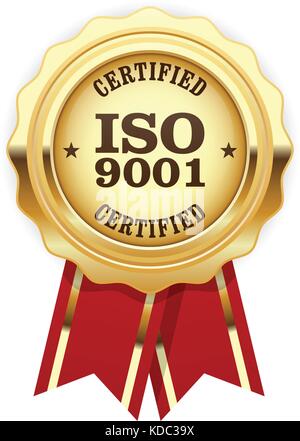 Iso 9001 - norme de qualité golden seal Illustration de Vecteur