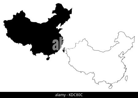 China map vector illustration gribouillage, croquis chine Illustration de Vecteur