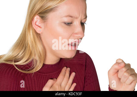 Portrait de jeune femme souffrant de toux Banque D'Images