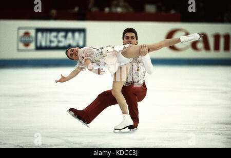 Gordeeva & grinkov (URS) en concurrence au championnats du monde 1989. Banque D'Images