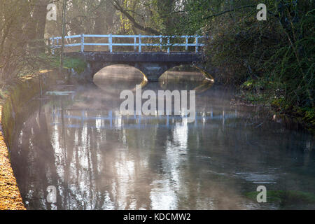 Un pont sur la rivière ebble à vaste chalke dans le Wiltshire. Banque D'Images