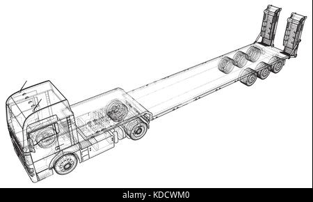 Lit bas chariot remorque. dessin abstrait. tracing illustration de la 3d Illustration de Vecteur