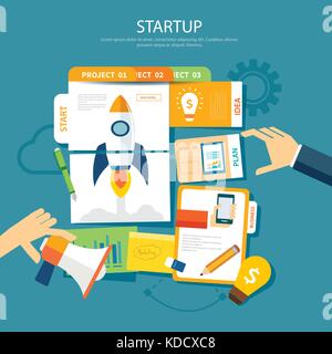 Concept de démarrage modèle plat Illustration de Vecteur